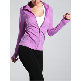 Space-Dyed Zip Slim Sporty Running Jacket - Light Purple - M