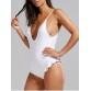 Spaghetti Strap Ruffled Swimsuit - White - S1182296