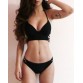 Strappy Push Up Halter Top Bikini - Black - M375983