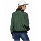 Street Style Stand Collar Pure Color Women Jacket - Army Green - M