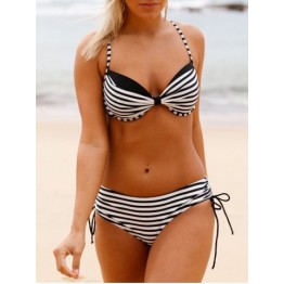 Striped Underwire Push Up Bikini Set - Stripe - 2xl