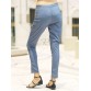 Stylish High-Waisted Pocket Design Slimming Women's Pants - Light Blue - M