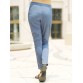 Stylish High-Waisted Pocket Design Slimming Women s Pants - Light Blue - M1444452