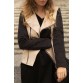 Stylish Turn-Down Collar Long Sleeve Color Block Slimming Women s Jacket - Light Khaki - M214722