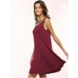 Tank A Line Casual Everyday Dress - Wine Red - Xl