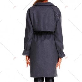 Thick Wool Belt Long Coat - Gray - L