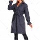 Thick Wool Belt Long Coat - Gray - L
