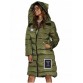 Trendy Hooded Patchwork Double Pocket Women Long Down Coat - Army Green - M825473