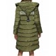 Trendy Hooded Patchwork Double Pocket Women Long Down Coat - Army Green - M