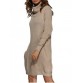 Turtleneck Shift Long Sleeve Sweater Dress - Apricot - M825479