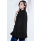 Vintage Style Scoop Neck Sleeveless Slant Cut Three Buttons Woolen Blend Women's Cloak - Black - One Size
