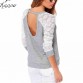 Women Hoody Summer Spring Autumn Fashion Lace Patchwork Hoodies Backless Shirt Tops Casual Sweatshirts Mujer Camisas Femininas32602432029