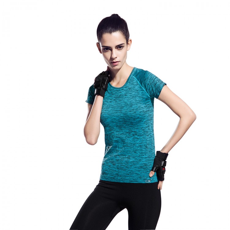 Women Shirts Fitness Exercise Workout Short Sleeve Elastic T Shirt Tops 