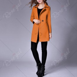 Women's  Lapel Collar Trench Coat Long Sleeve Solid Color - Camel - S