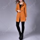 Women s  Lapel Collar Trench Coat Long Sleeve Solid Color - Camel - S1440834