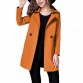 Women's  Lapel Collar Trench Coat Long Sleeve Solid Color - Camel - S