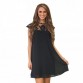 Women s Lace Stitching Short-Sleeved Round Neck Casual Dress - Black - Xl1475692