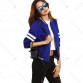 Women s Short Long Sleeves Zipper Jacket - Blue - L1483564