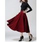 Woolen A-Line Midi Skirt - Wine Red - M