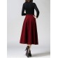Woolen A-Line Midi Skirt - Wine Red - M