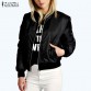 ZANZEA 2016 Spring Autumn Women Thin Jacket Tops Celeb Bomber Long Sleeve Coat Casual Stand Collar Slim Fit Outerwear Plus Size32469498193