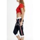 Active U-Neck Letter Print Short Sleeve Crop Top and Pants Twinset For Women
