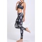 Active U Neck Cross Print Top and Slimming Leggings Suit For Women323809