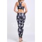 Active U Neck Cross Print Top and Slimming Leggings Suit For Women323809