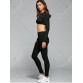 Long Sleeve Cropped T-Shirt With Leggings Gym Outfits699610