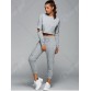 Long Sleeve Cropped T-Shirt and Side Zippers Design Harem Pants Outfits