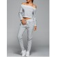 Off The Shoulder Sweatshirt With Pants Gym Outfits699616