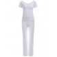 Pure Color Criss Back Short Sleeve Top and Loose Pants Sport Suit651878