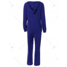 Pure Color Hoodie and Loose Fitting Sport Pants Set