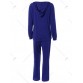 Pure Color Hoodie and Loose Fitting Sport Pants Set652860