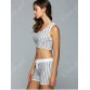 Racerback Hooded Cropped Tank Top and Stripe Shorts707441