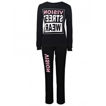 Stylish Jewel Neck Long Sleeves Print Sweatshirt and Pants Suit For Women249674