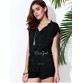 Casual Style V Neck Short Sleeve Solid Color Romper For Women400109