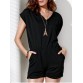 Casual Style V Neck Short Sleeve Solid Color Romper For Women