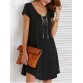 Casual V-Neck Short Sleeve Solid Color Dress For Women643615