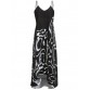 Stylish Spaghetti Strap Sleeveless High Low Printed Women s Dress522084