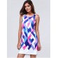 Women's Stylish Jewel Neck Sleeveless Geometrical Colorful Dress