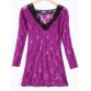 Sexy Lace Plunging Neck Long Sleeve Spliced Women's Babydoll