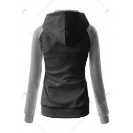 Fashion Hooded Long Sleeve Color Block Women's Pullover Hoodie