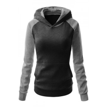 Fashion Hooded Long Sleeve Color Block Women s Pullover Hoodie558128