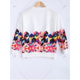 Long Sleeve Colorful Geometrical Sweatshirt