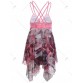 Alluring Criss-Cross Beauty Print High Low One-Piece Swimsuit