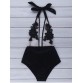 Fashionable Halter Voile Spliced Floral Pattern Backless Women s Swimwear434597