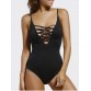 Stylish Spaghetti Straps Black Cut Out Women s Swimwear555397