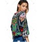 Ethnic Style Women s Plunging Neck Multicolor Print Tassel Tie Wrap Blouse618716