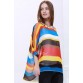 Trendsetter Colorful Stripe Print Asymmetric Batwing Sleeve Women's Summer Blouse